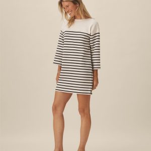 Natural / Dark Navy Stripe Catalina Mariner Dress
