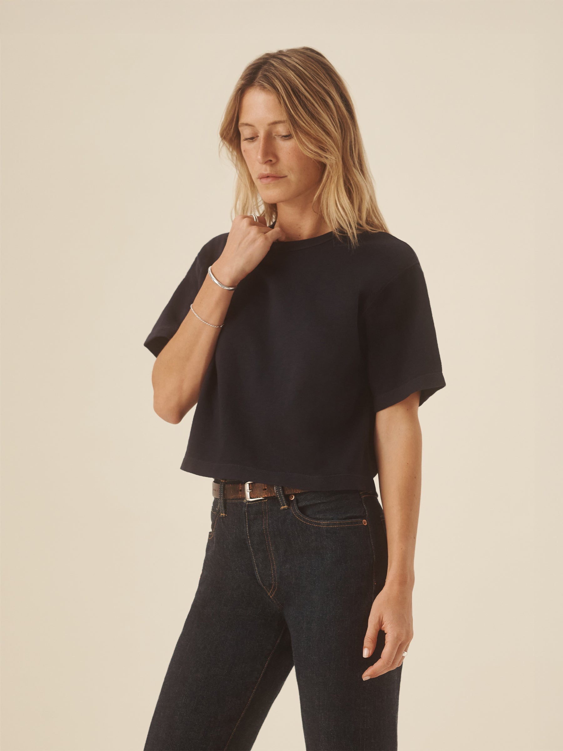 Dress Navy Field-Spec Boyfriend Crop Tee - Image 3