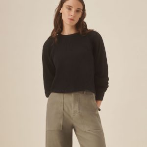 Black Toughknit Thermal Cropped L/S Crew