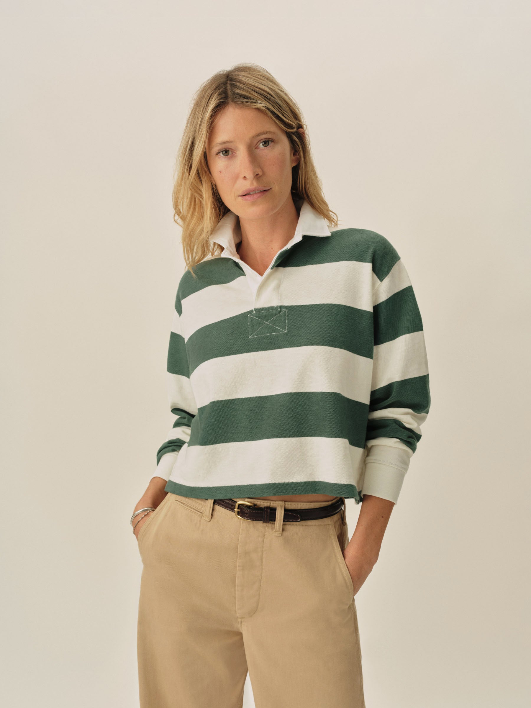 Natural / Vintage Green Stripe Field-Spec Rugby Polo - Image 2