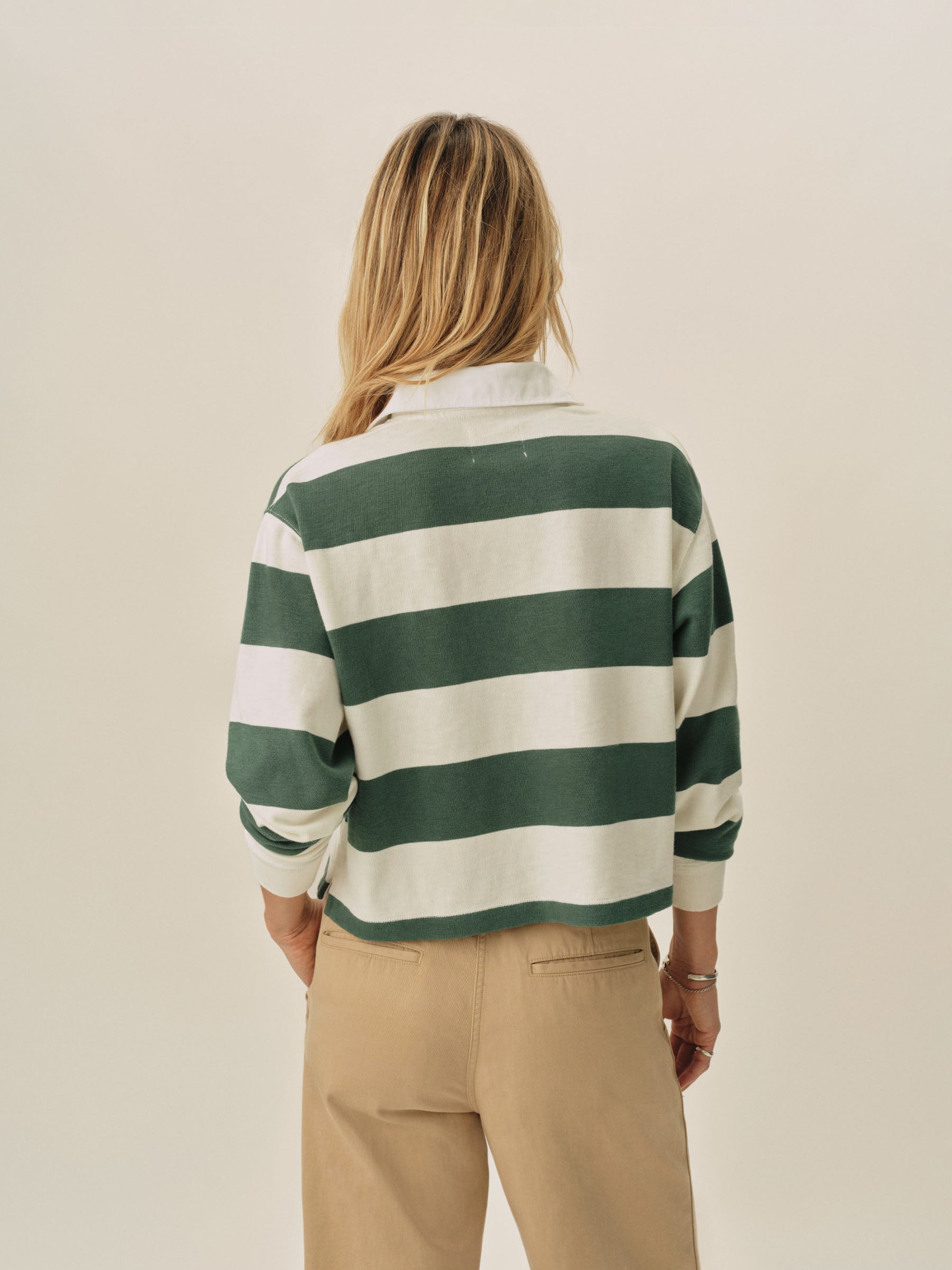 Natural / Vintage Green Stripe Field-Spec Rugby Polo - Image 4