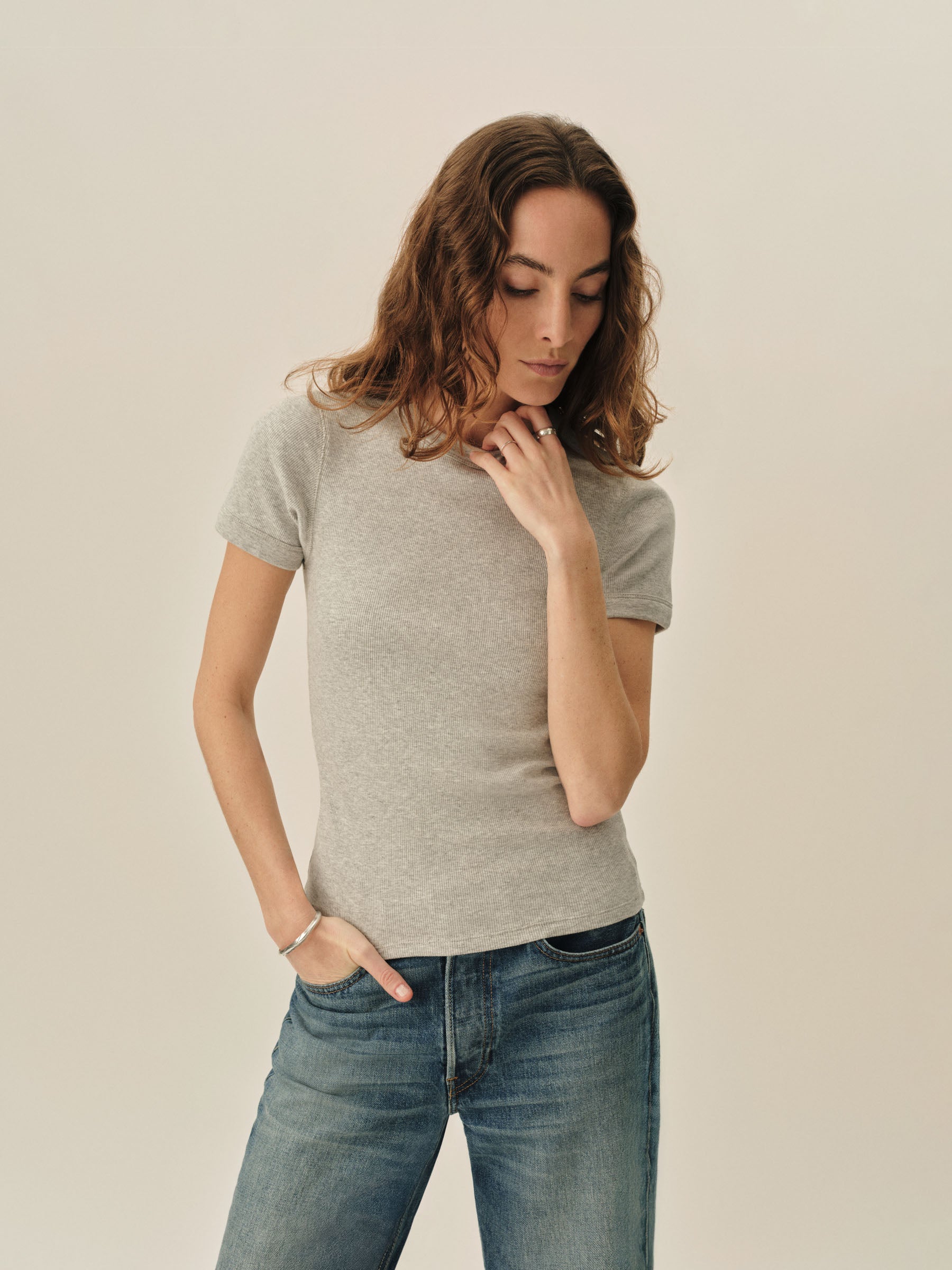 Heather Grey Surplus Rib S/S Tee - Image 2