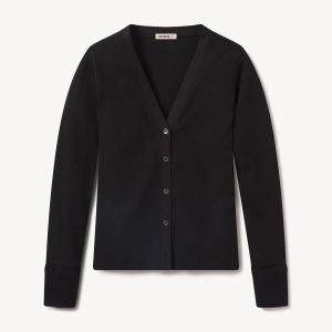 Black Surplus Rib Cardigan