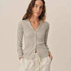 Heather Grey Surplus Rib Cardigan