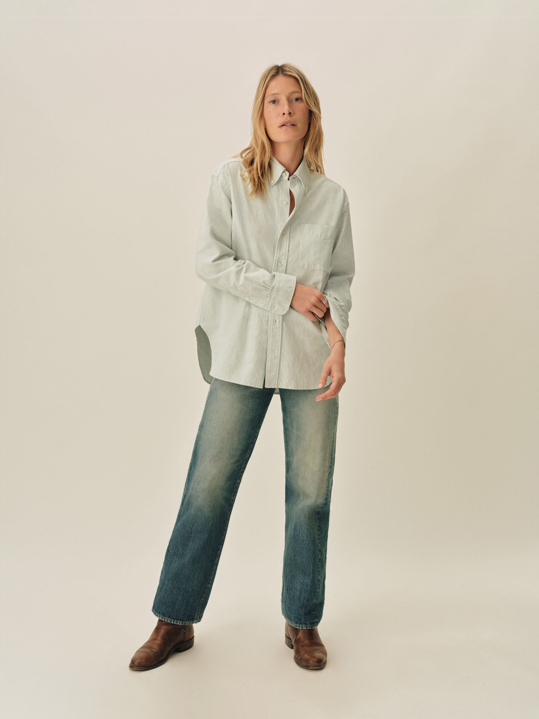 Aloe Field Stripe Big Oxford BD Shirt - Image 3