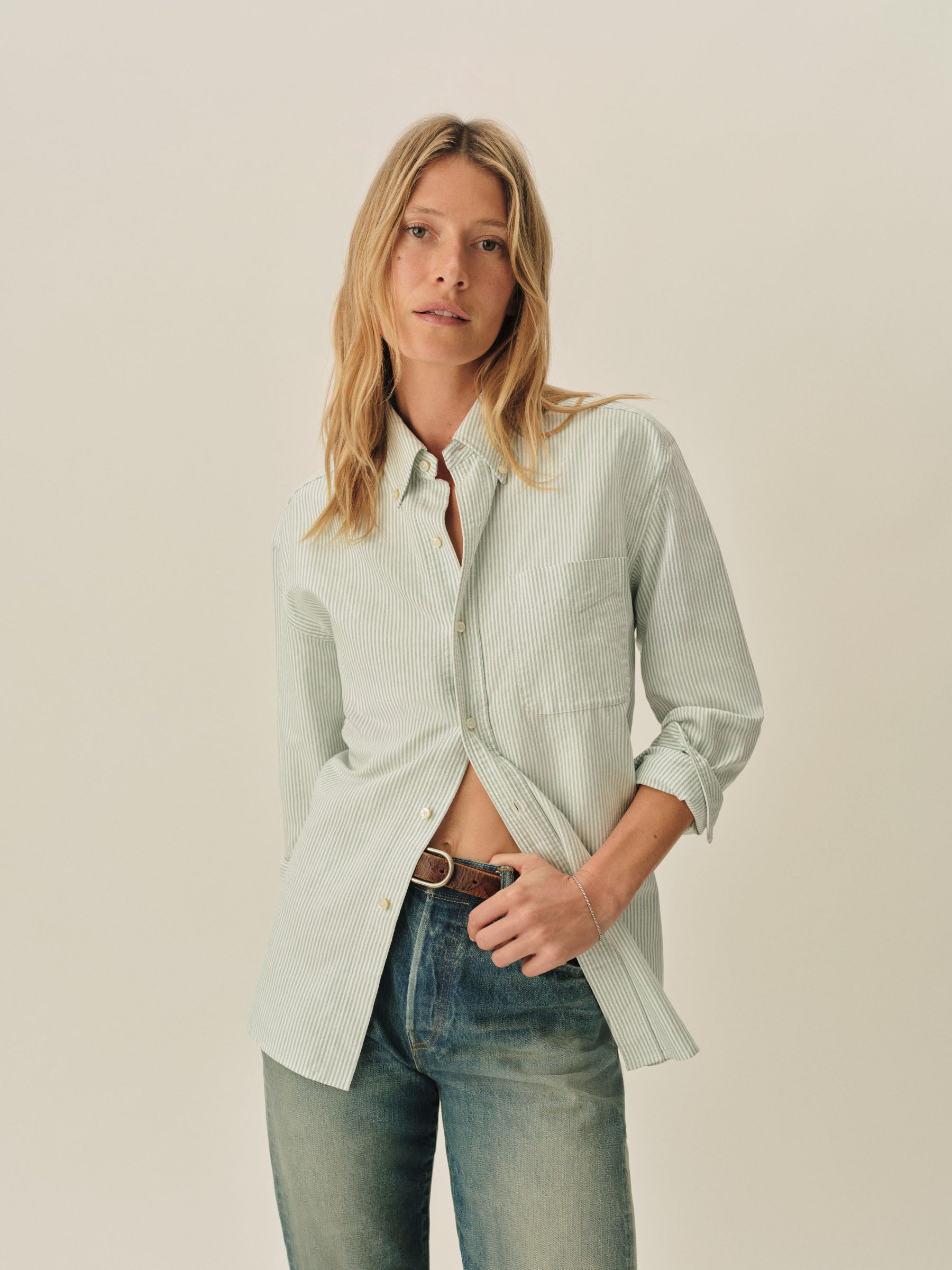 Aloe Field Stripe Big Oxford BD Shirt - Image 2