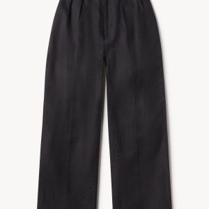 Black Riviera Linen Wide Leg Trouser