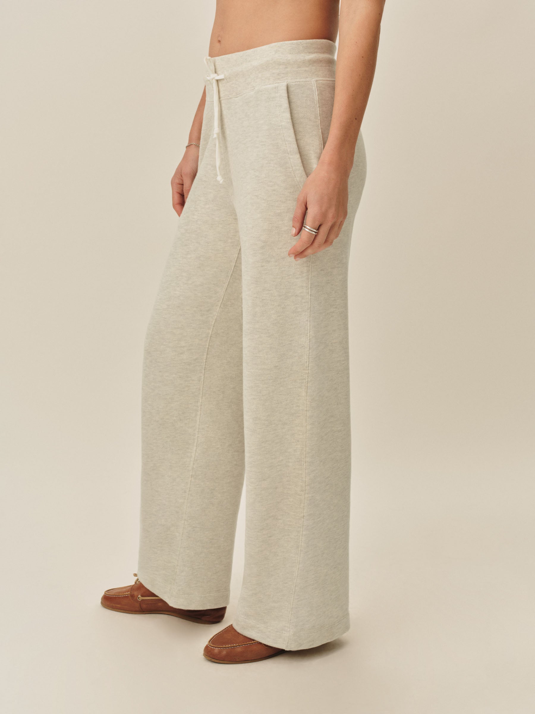 Heather Oat Vintage Interloop Wide Leg Sweatpant - Image 3