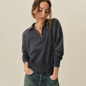 Varsity Blue Venice Wash Vintage Interloop Quarter Zip