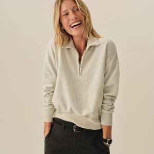 Heather Oat Vintage Interloop Quarter Zip