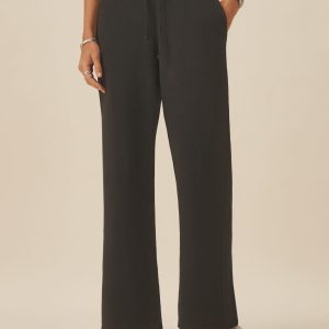Soft Black Venice Wash Vintage Interloop Wide Leg Sweatpant