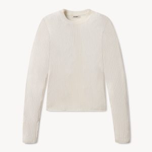 Natural Featherweight Silk Cashmere L/S Crew