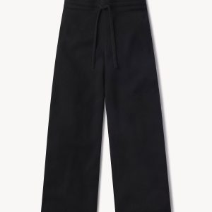 Black Lounge Wool Wide Leg Pant