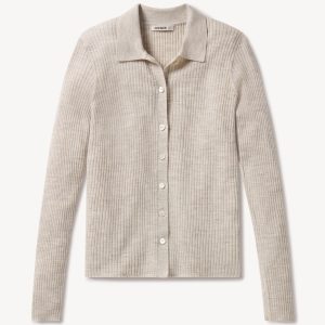 Heather Oat Featherweight Silk Cashmere Collared Cardigan