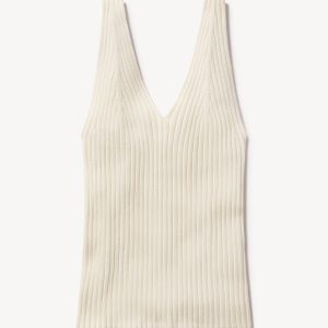 Natural Fluted Rib V-Neck Tank