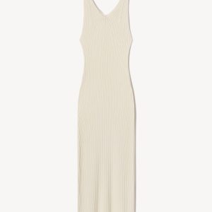 Natural Fluted Rib V-Neck Tank Dress
