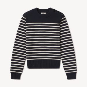 Dark Navy / Natural Shrunken Breton Sweater