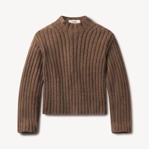 Marled Chestnut Highland Alpaca Bolded Rib Turtleneck