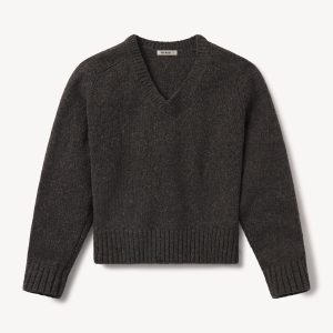 Cobblestone Seastack Wool Tweed V-Neck