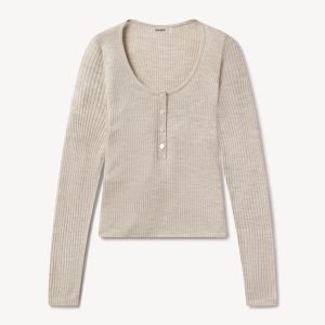 Heather Oat Featherweight Silk Cashmere Scoop Henley