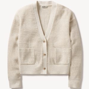 Marled Sand Seafarer Cotton Cropped Cardigan