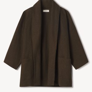 Marled River Rock Felted Wool Wrap Coat