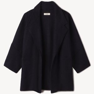 Navy Felted Wool Blanket Coat