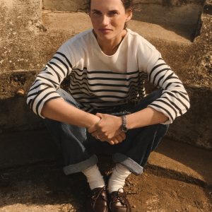 Natural / Dark Navy Stripe Catalina Breton Tee