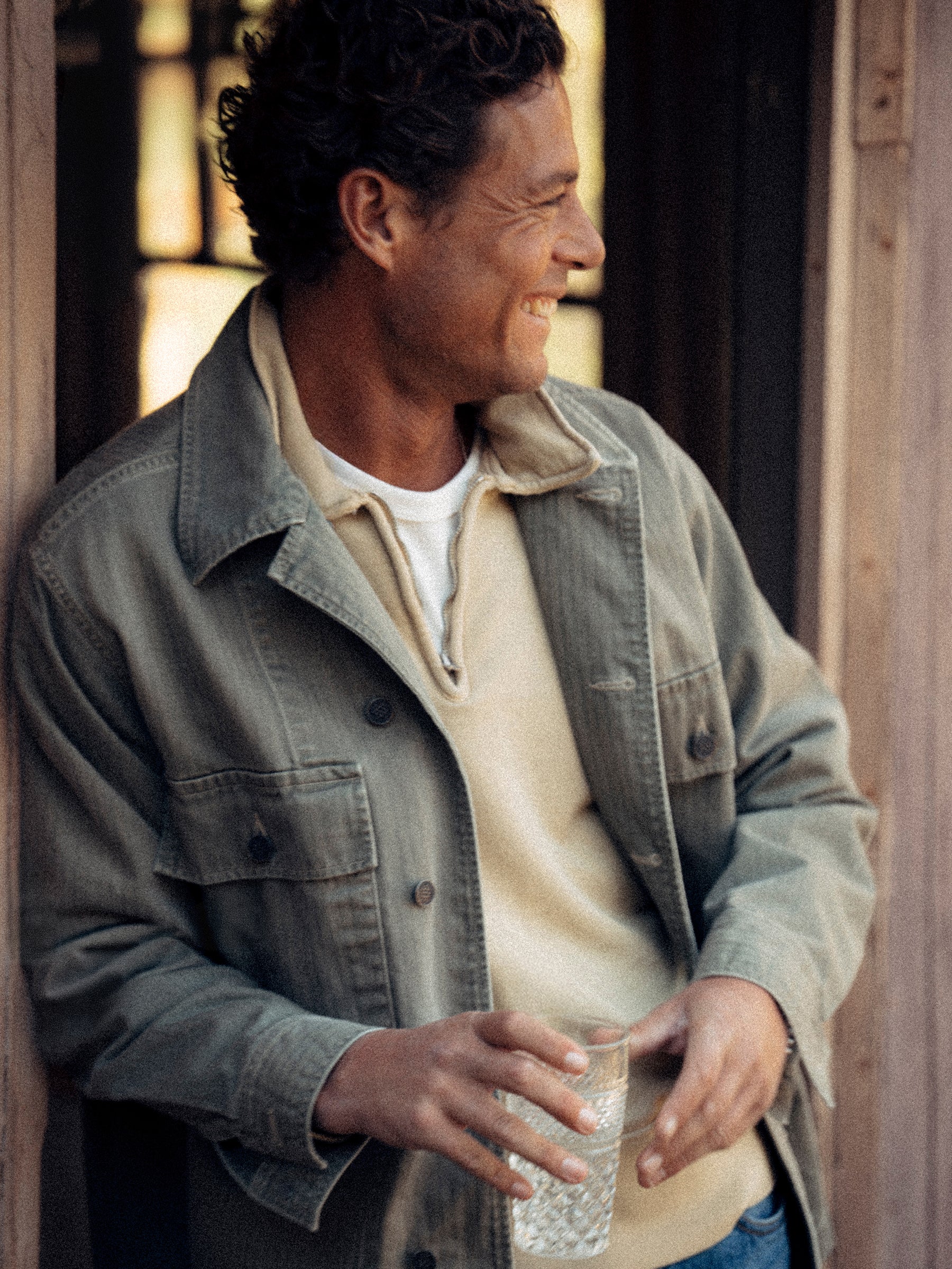 Rich Olive Herringbone Twill Fatigue Shirt - Image 2