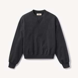 Soft Black Venice Wash Vintage Interloop Oversized Crew