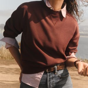 Antique Maroon Venice Wash Vintage Interloop Oversized Crew