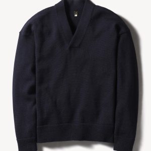 Navy Anatomica Wool V Neck Sweater