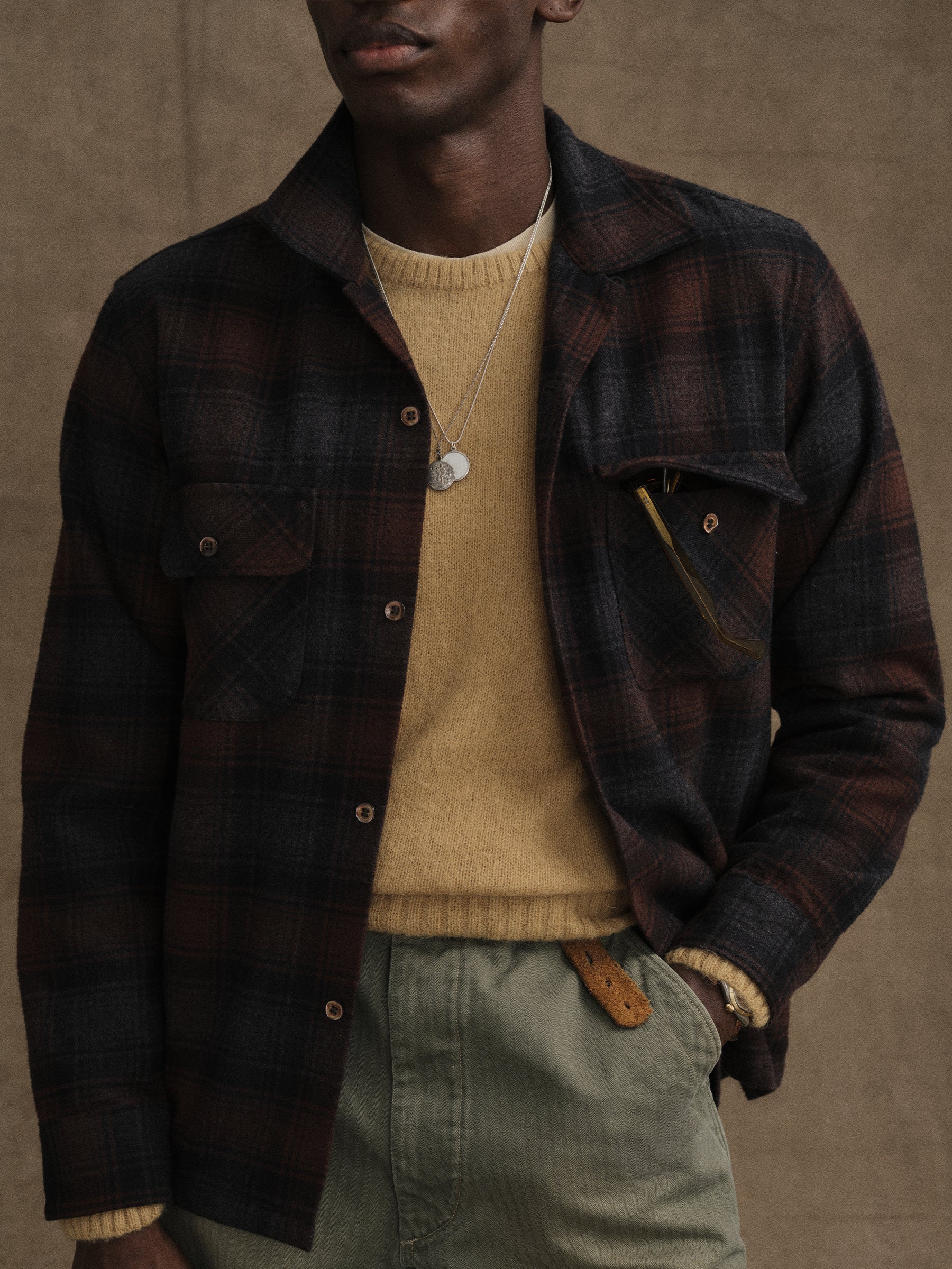 Grey Rust Plaid North Coast Camp Shirt - Image 2
